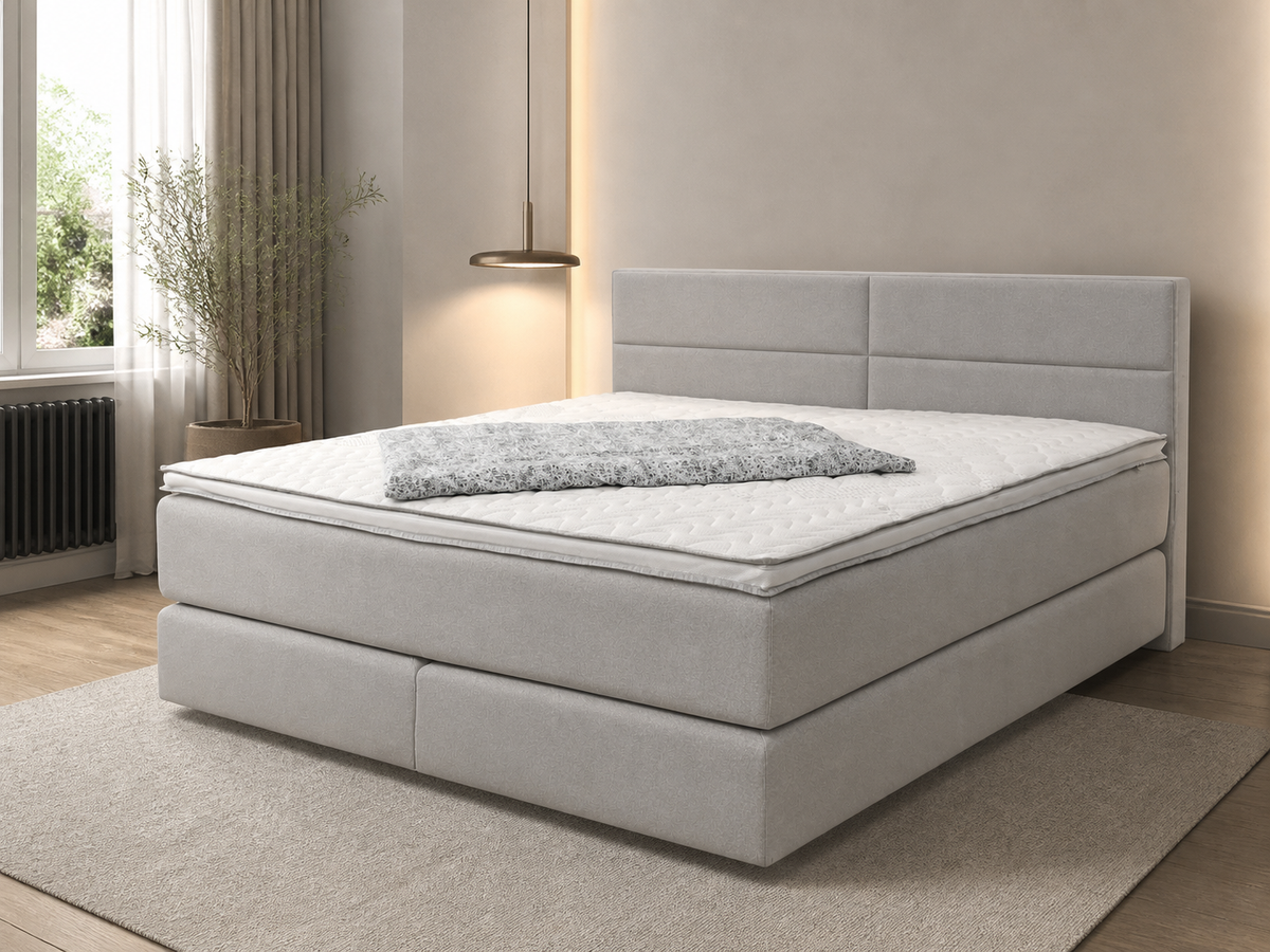 Ron Lion Hagen Boxspringbett in hellem Steingrau
