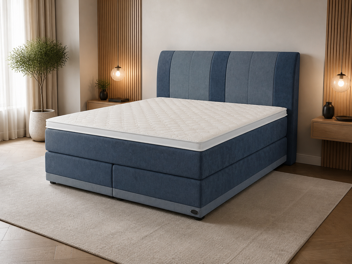 Ron Lion New York Boxspringbett in Schieferblau