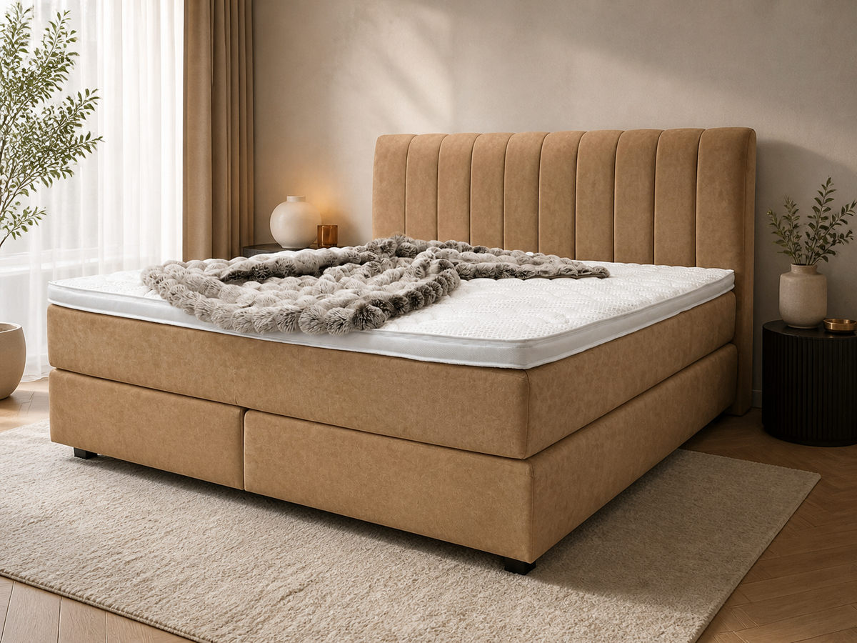 Ron Lion Versailles II Boxspringbett in hellem Karamell