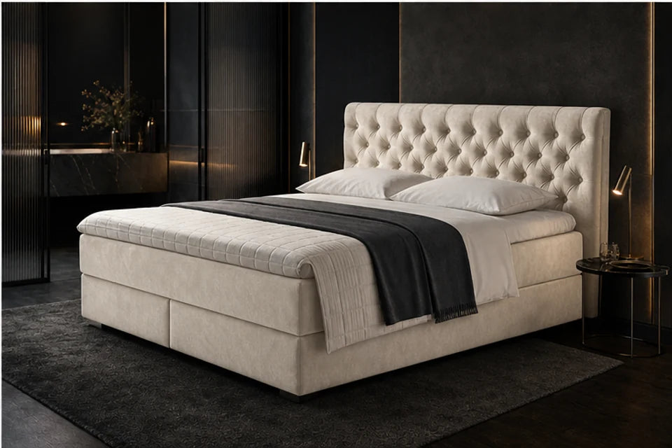Ron Lion Boxspringbett Chesterfield in Pearl