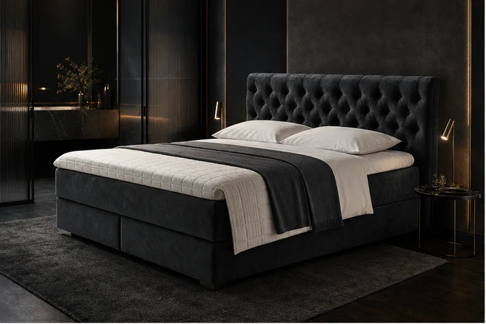 Ron Lion Boxspringbett Chesterfield in Graphit