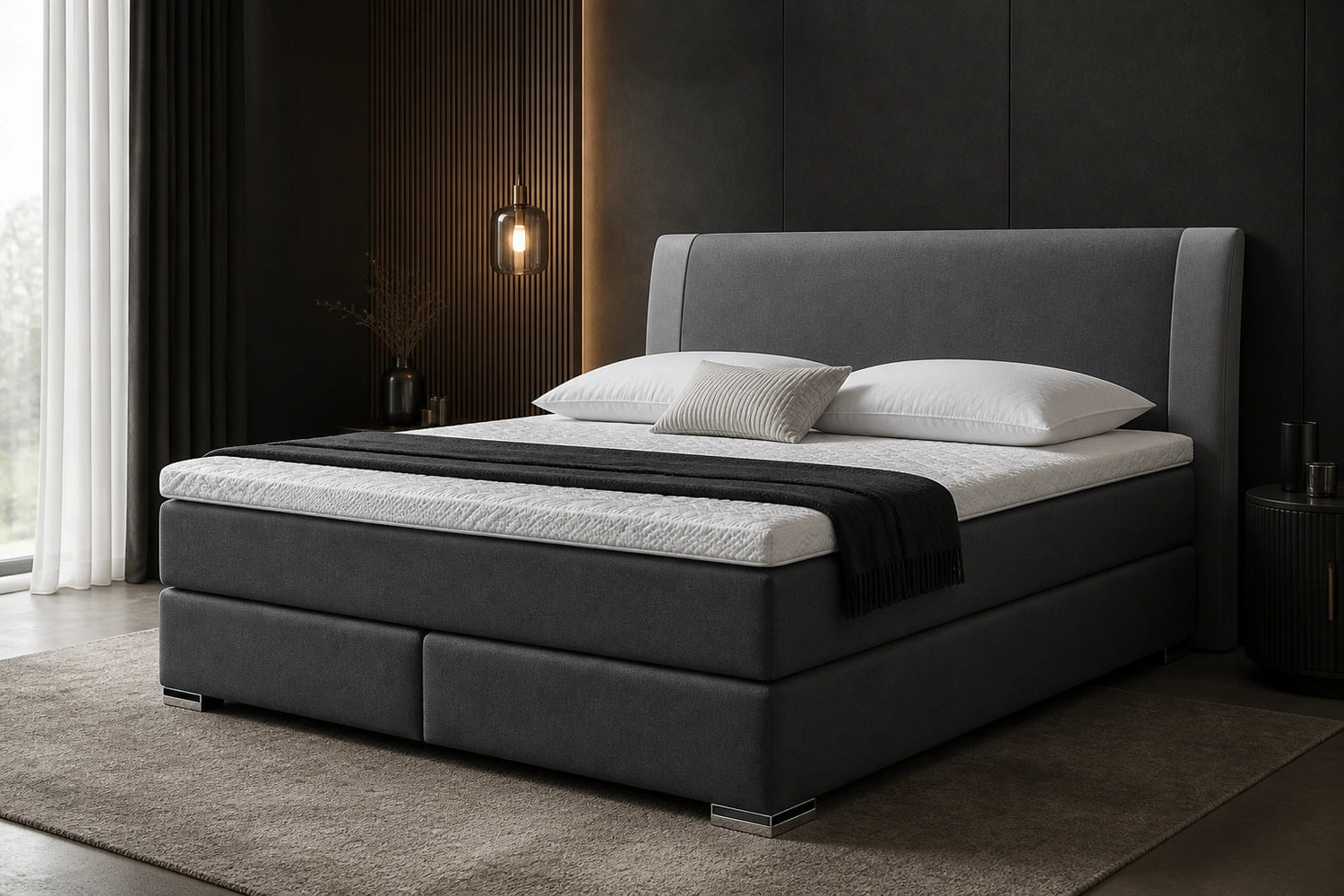 Ron Lion Boxspringbett Oxford I in Graphit