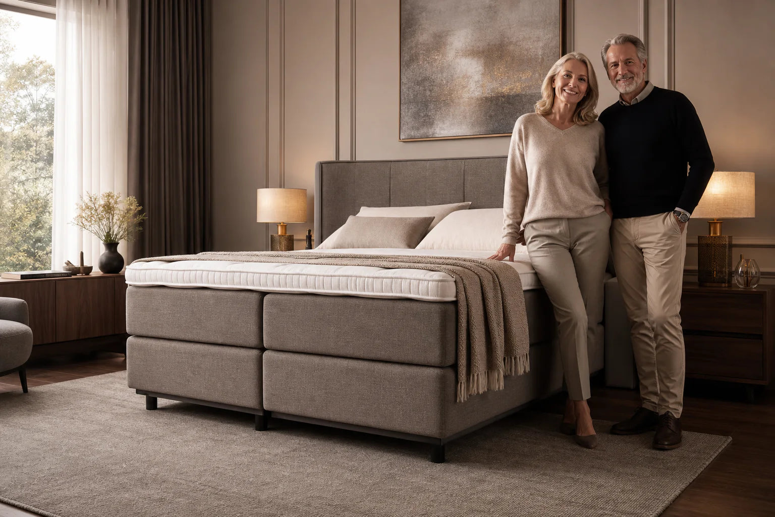Paar in einem luxuriösen Schlafzimmer