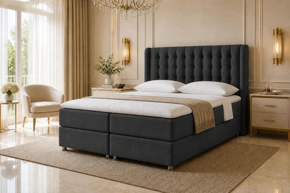 Ron Lion Boxspringbett Windsor VIP Rosshaar in Royal Graphite