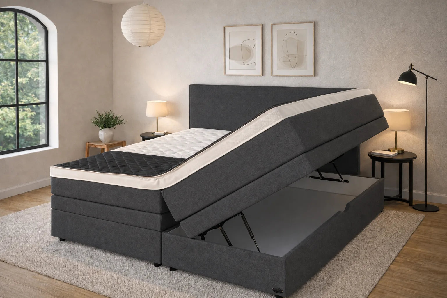 Ron Lion Boxspringbett Luzern in Graphit
